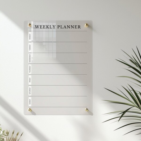 Eco Acrylic Family Calendar, Dry Erase Wall Planner, Wall Schedule, Home Decor, Housewarming Gift, Weekly and Monthly Planner, A4 A3