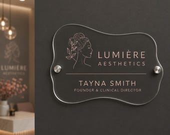 Personalised Acrylic Door Sign | Custom Office Name Plate | Business Logo Sign | Clinic, Salon & Reception Door Sign
