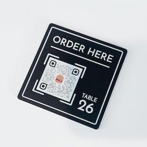 Código QR personalizado / Placa con número de menú de mesa / Código para pedir comida y bebida / Disco de servicio a la habitación / Menú del restaurante / Etiqueta para taquilla de mesa / QR de WiFi