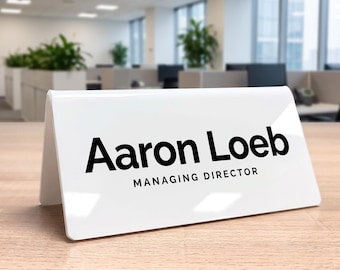 Custom Desk Name Plate, Personalised Acrylic Office Sign, Business Name Plaque, Reception Desk Sign, Manager Boss Gift