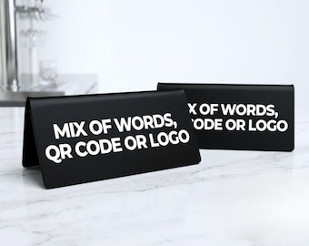 Custom Acrylic Counter Sign, Personalised Business Sign, QR Code Desk Sign, Business Logo Sign, Reception Counter Display