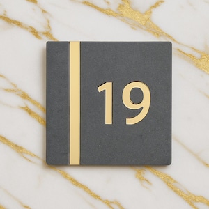 Modern House Adresss Sign Rose Gold Acrylic Property Number Marble Apartment Name Door Plaque Contemporary Minimalist New Home Gift