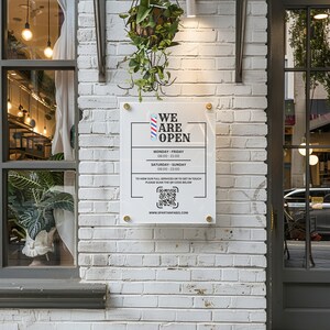 Personalised Acrylic Business Hours Sign, Shop Opening Times, QR Code ...