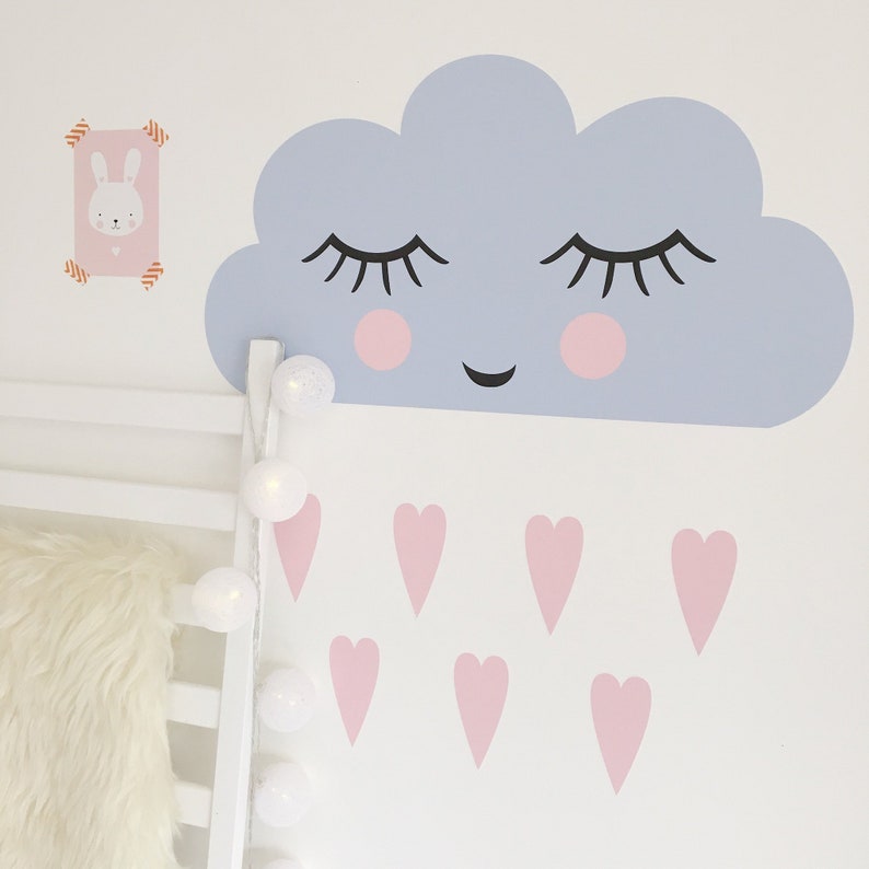 Beautiful Sleeping Kawaii Cloud Wall Decal Sticker Mural Etsy