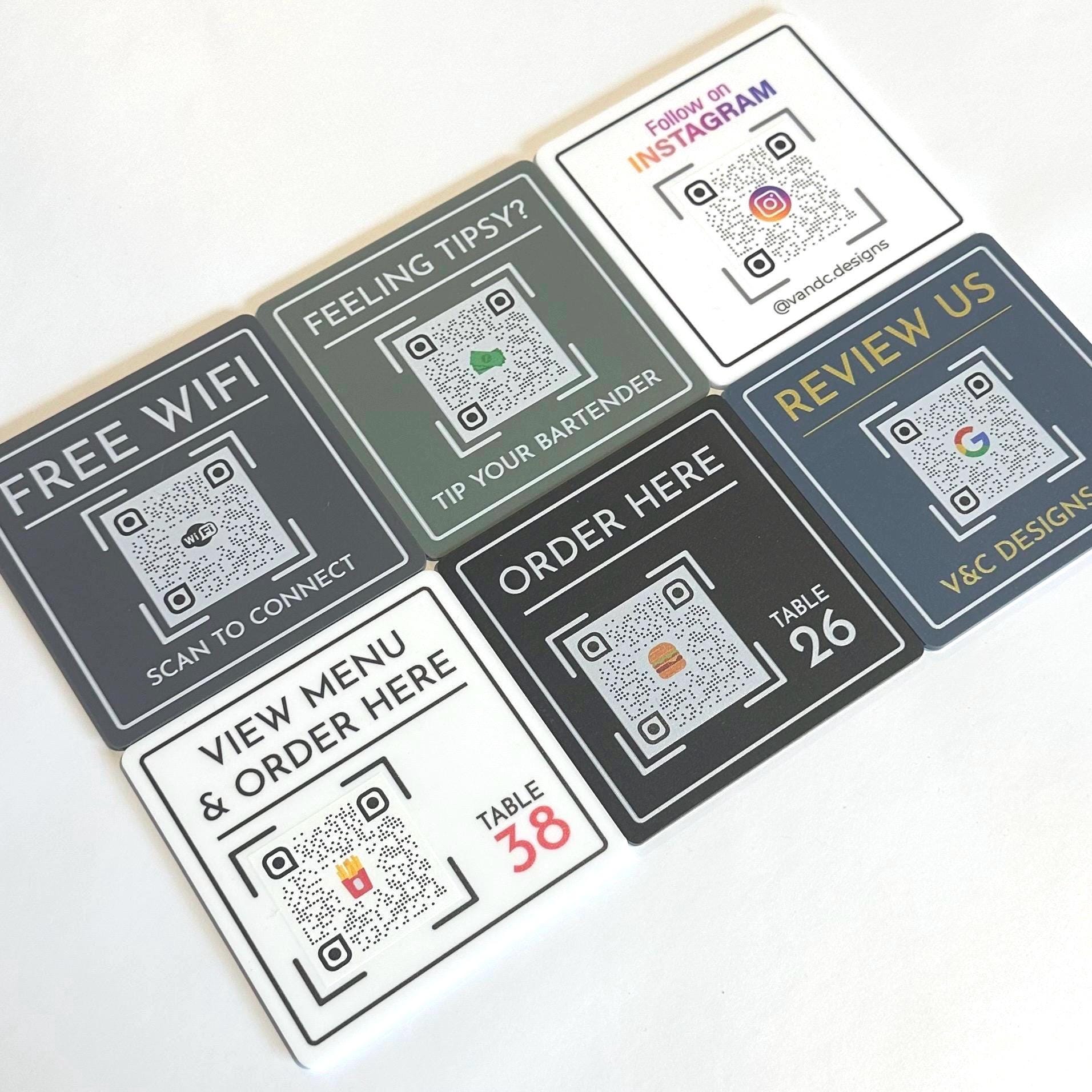 Customizable QR Code Table Plaque for Restaurant Menu, Room Service ...