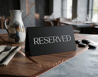 Restaurant Reserved Sign 20cm | Acrylic Table Reservation Sign | Black Tabletop Sign for Cafe Bar Pub Hotel & Hospitality