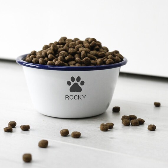 personalised enamel dog bowl