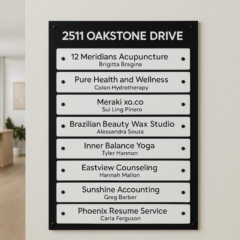 Acrylic Building Directory Sign | Business Registry Sign | Business ...