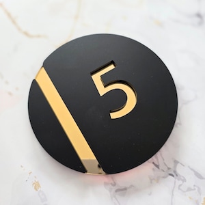 Elegant Black & Gold Floating Acrylic House Sign: Modern Address Plaque for Home or Apartment