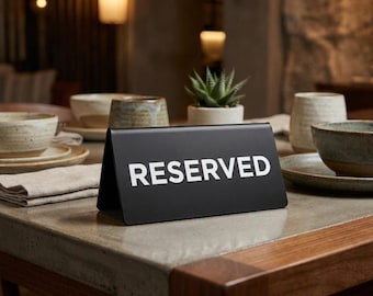 Reserved Table Sign 20cm | Black Acrylic Restaurant Reserved Sign | Cafe Bar Hotel Table Reservation Sign | Tabletop Sign UK