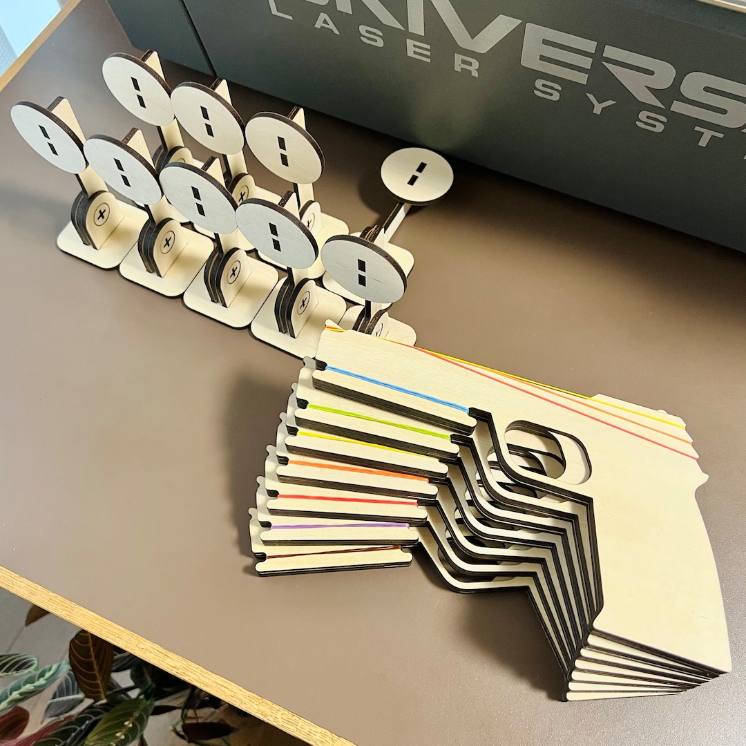 Simple Rubber Band Gun &amp; Target lasercutting file - Etsy 日本