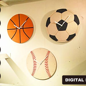 Felt Clock face_BALLS_3faces FOOTBALL, BASKETBALL, BASEBALL laser cut file