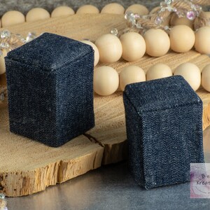 Miniature Ottoman Footstool in Dark Blue Denim for 1:6 Scale Dollhouse Miniature