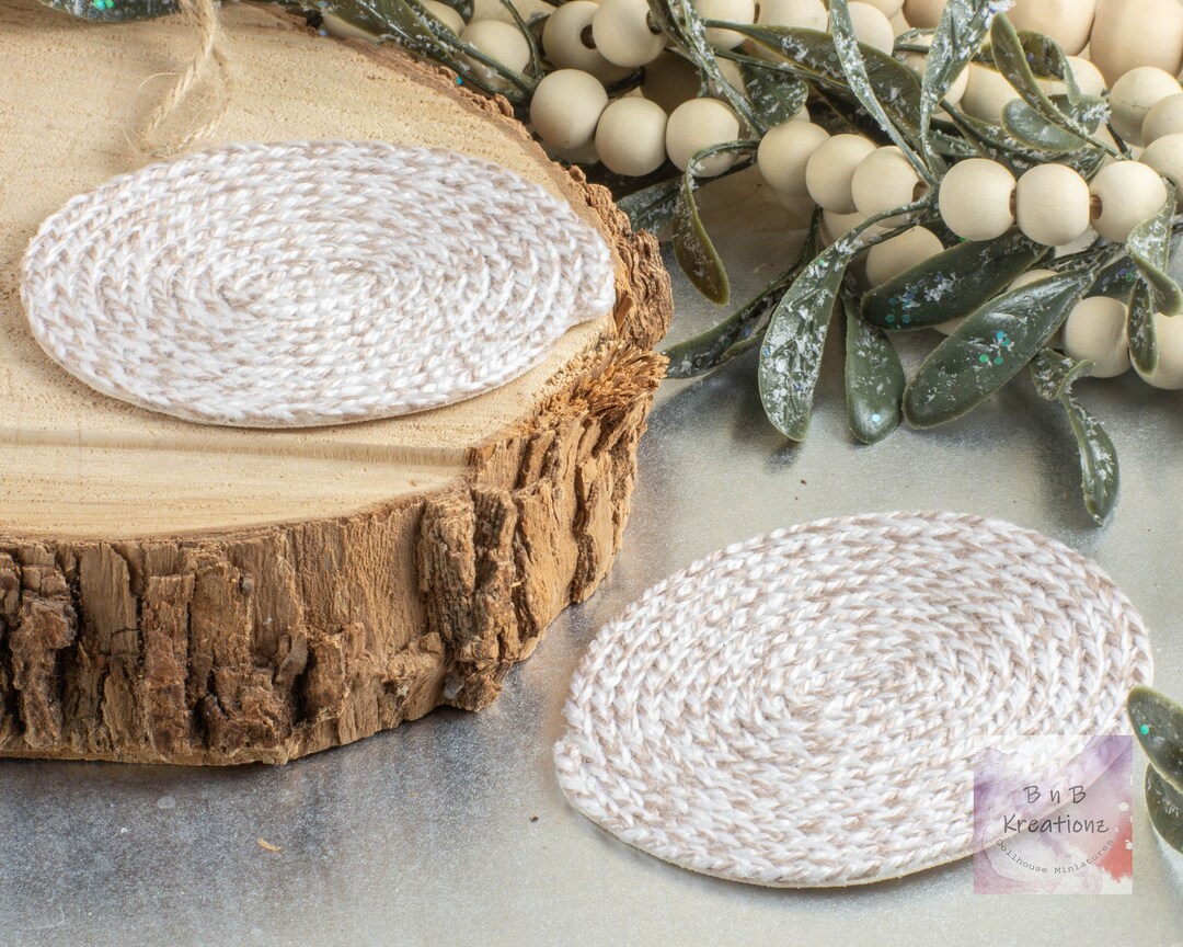 Miniature Braided Rug Tan & Cream Dollhouse Miniature 112 Etsy