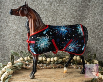 Traditional Model Horse Blanket in Fireworks for Miniature 1:9 Scale