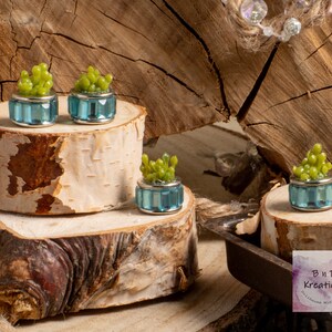 Miniature Potted Plant in Blue Gem Pot for 1:12 Scale Dollhouse Miniature