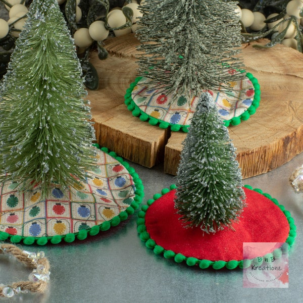 Miniature Tree Skirt - Double Sided - Christmas Lights w/ Red & Green - Dollhouse Miniature 1:12 Scale - Traditional Style