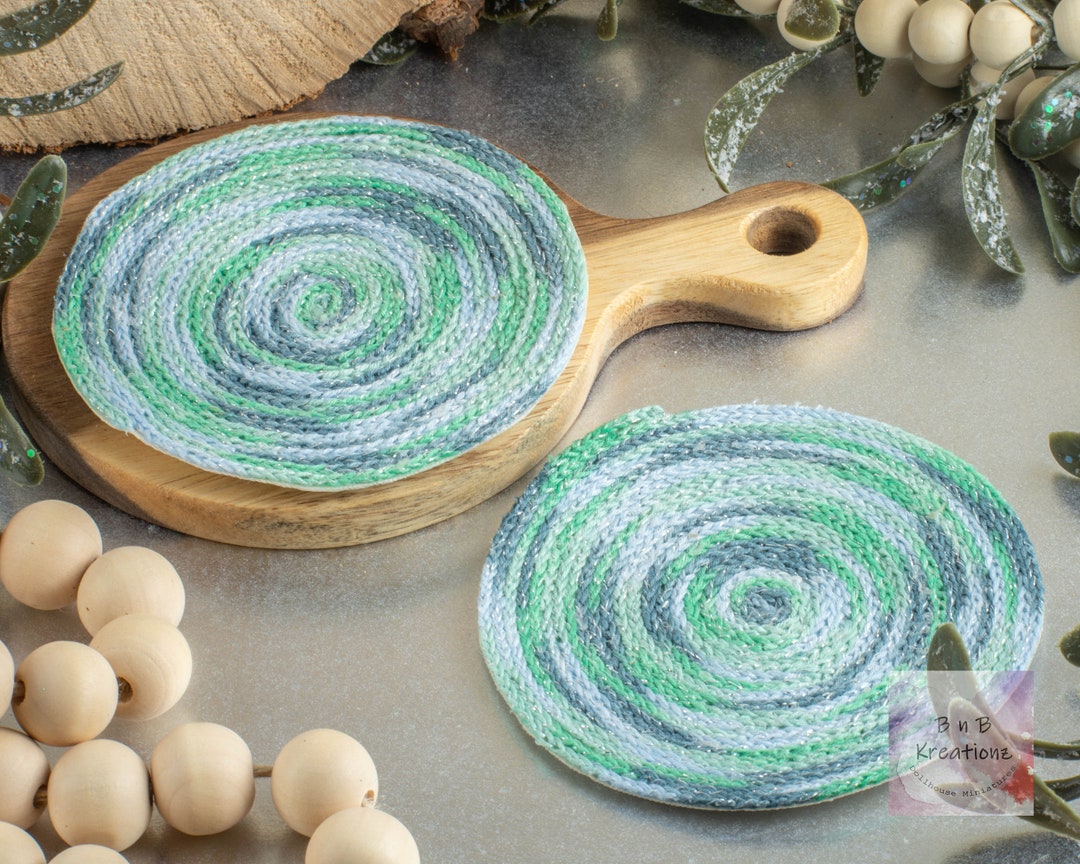 Miniature Braided Rug Whimsical Blue & Green Seafoam Sparkle Rug Dollhouse Miniature 112 Scale