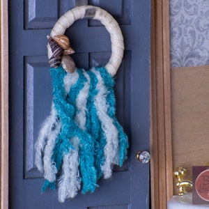 Dollhouse Wreath in Seashell & Blue Tassels for 1:12 Scale Dollhouse Miniature
