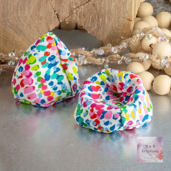 Miniature Bean Bag Chair - Rainbow Dots - Dollhouse Miniature 1:12 Scale - Dollhouse Bean Bag - Miniature Furniture - Dollhouse Furniture