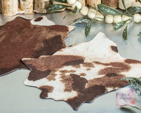 Miniature Cow Skin Rug in Brown & Cream Print for 1:12 Scale Dollhouse Miniature