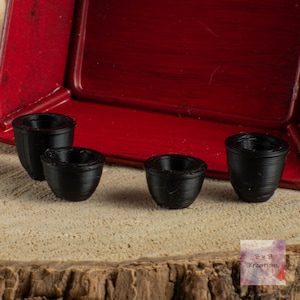 Black 3D Printed Miniature Empty Planter Pot Set for Dollhouse Miniature 1:12 Scale - Exra Small Size