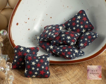 Miniature Pillow - Blue w/ Red & White Stars - Dollhouse Miniature 1:12 Scale - Americana Style (Limited Stock)