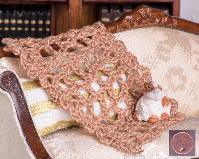 Halloween Orange Crocheted Miniature Dollhouse Blanket Bright and Cheery!!!