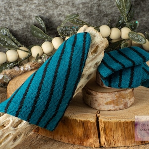 Miniature Blanket in Navy Blue & Black Stripe for 1:12 Scale Dollhouse Miniature