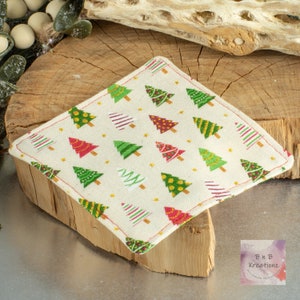 Dollhouse Blanket in Linen Christmas Trees Fabric for 1:12 Scale Dollhouse Miniature