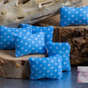 Dollhouse Pillow in Blue with White Dots for 1:12 Scale Dollhouse Miniature
