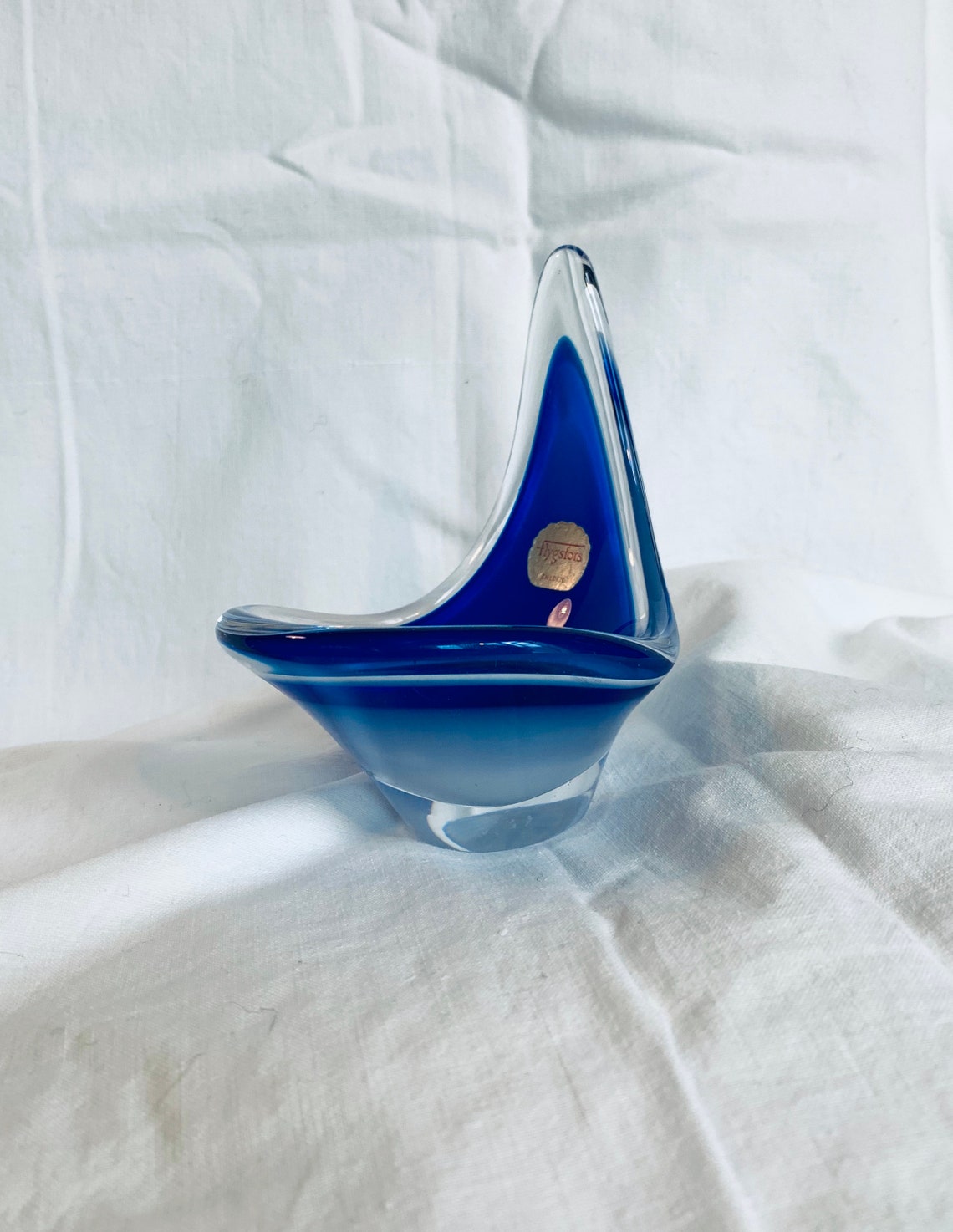 Paul Kedelv Flygsfors Sweden. Art glass bowl Coquille . Blue Etsy