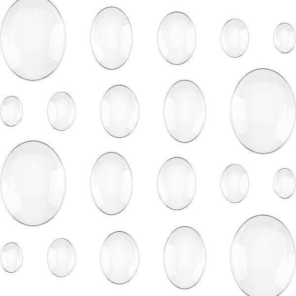 10 cabochons ovales en verre transparent. Verre bombé avec dos plat 8 x 10 mm 10 x 14 mm 13 x 18 mm 18 x 25 mm 20 x 30 mm 30 x 40 mm