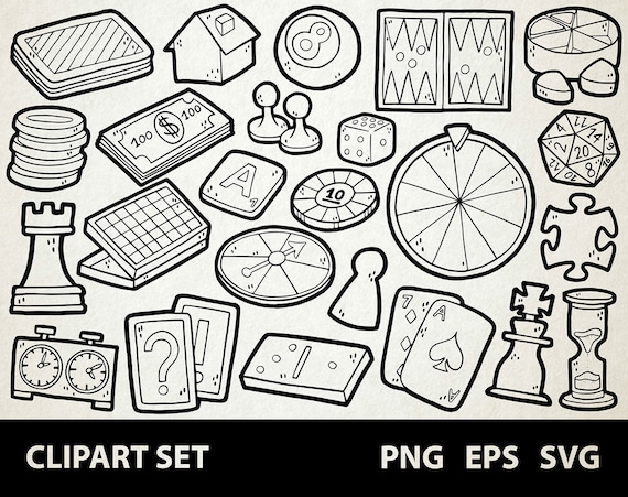 Doodle Games Clip Art Set