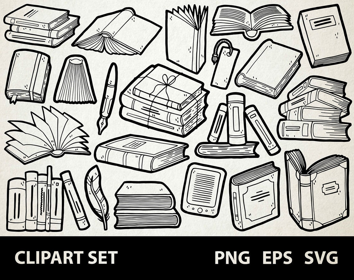 Library Page Graphics Books / Digital Clip Art Graphics / SVG, PNG, EPS / Reading, Bookmark ...