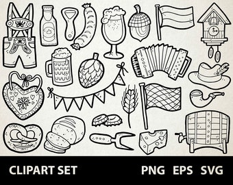 Bierfest / Digitale Lineart Doodle Grafiken / EPS, SVG, PNG / Bayern, Bier, Oktober, Deutschland, Fest / Clipart für kommerzielle Nutzung