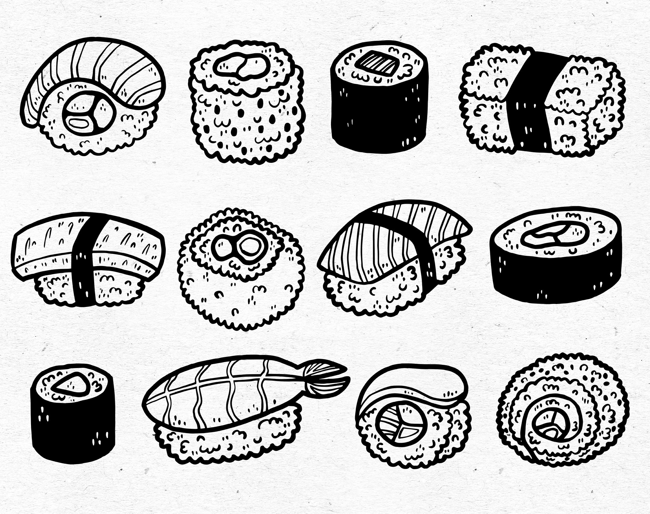 Sushi Line Art Illustrations / Maki Nigiri Sashimi / Digital Etsy Canada