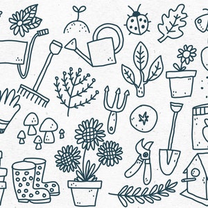 My GARDEN: 26 ilustrações desenhadas à mão como gráficos digitais PNG / + arquivos vetoriais EPS / clipart também para uso comercial