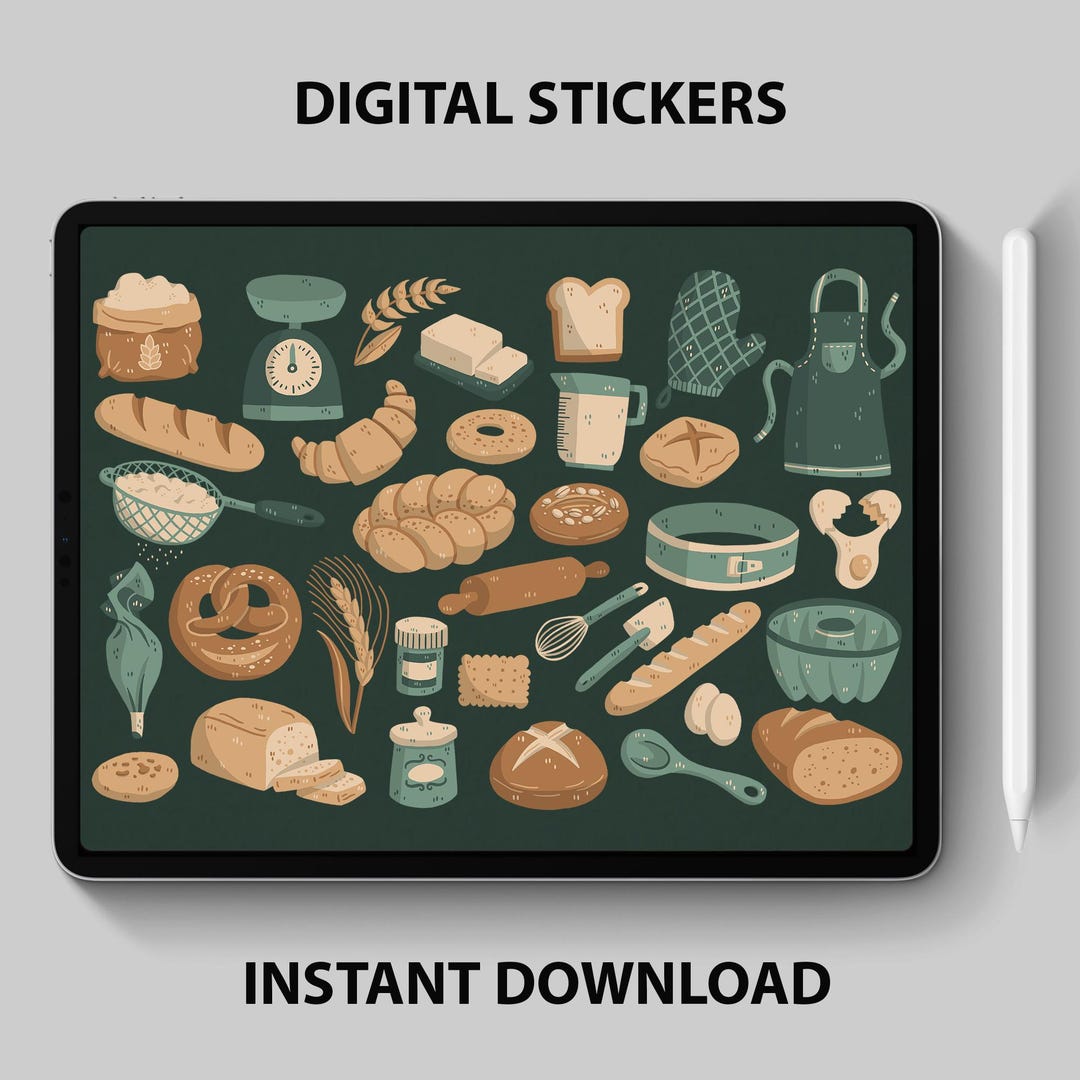 Baking Digital Sticker Set – 34 PNG Clipart for Baking, Pastries ...