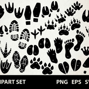 Footprints / Digital Clip Art Graphics / SVG, PNG, EPS / Foot Prints, Tracks, Footsteps / Doodled Line Art Illustrations for commercial use