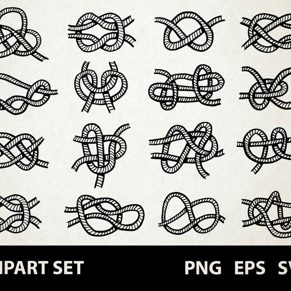 Sailor Knots / Digital Clip Art Graphics / SVG, PNG, EPS / Sailing, Bowline, Becket Bend / Doodled Line Art Illustrations for commercial use
