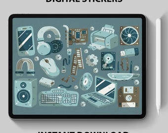 Digitale computerstickers – technische en hardware-clipart voor GoodNotes + digitale planners – pc, laptop, accessoires, componenten, png PNGEgg