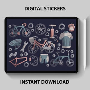 Adesivi digitali per bici – Ciclismo, biciclette e clipart all'aperto per GoodNotes, pianificatori digitali – Ride, Adventure + Travel PNG
