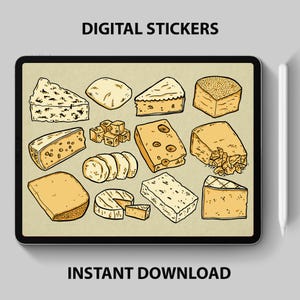 Digitale stickers kaas – clipart gouda, brie en parmezaanse kaas voor GoodNotes + digitale planners – zuivel, png PNGEgg