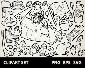 Canada / Digital Clip Art Graphics / SVG, PNG, EPS / North America, Toronto, Vancouver / Doodled Line Art Illustrations for commercial use