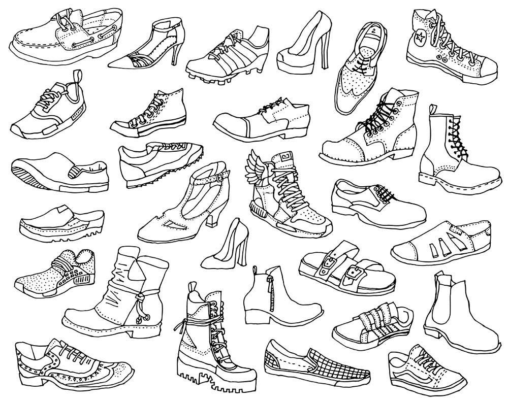29 Shoe Doodles / Digital PNG Clipart Graphics / EPS Vector Files / for