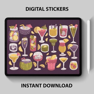 Digitale cocktailstickers – drankjes en mixologie-clipart voor GoodNotes + digitale planners – cocktails, mocktails, bar, png PNGEgg