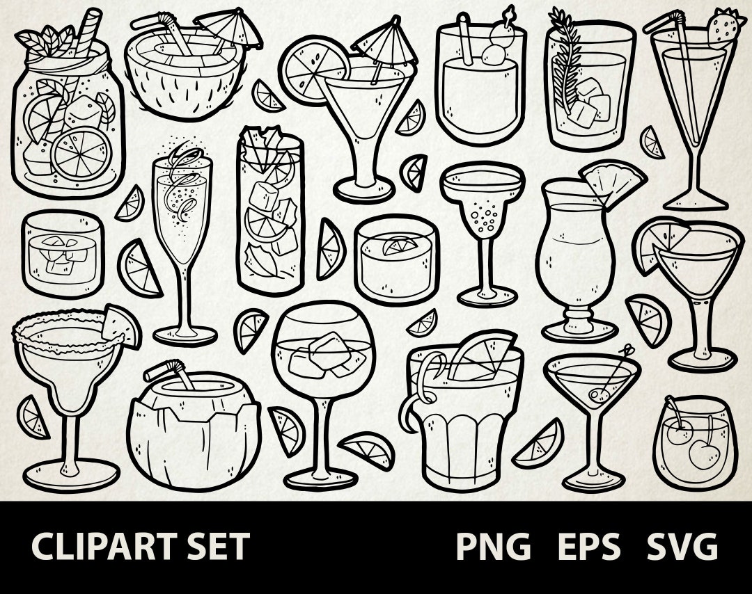 Cocktails / Digital Clip Art Graphics / SVG, PNG, EPS / Bartender ...