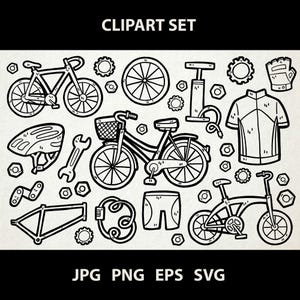 Fahrrad / Digitale Lineart Doodle Grafiken / EPS, SVG, PNG / Fahrradfahrer, Radfahren, Radeln, Radsport / Clipart für kommerzielle Nutzung