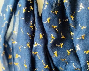 Small gold flamingo design on navy blue scarf, bnwt